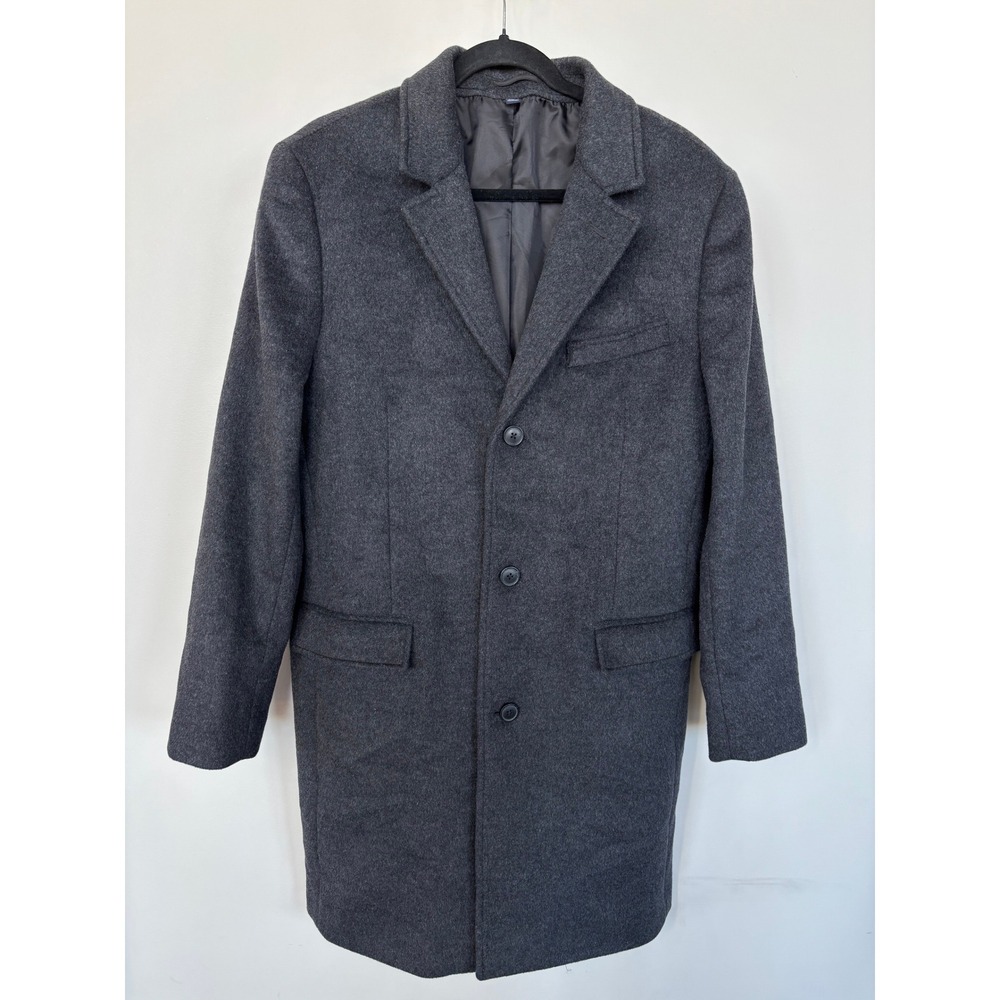 J.Crew Mens Ludlow Topcoat Charcoal Grey Wool Blend Overcoat Size 40 CL299